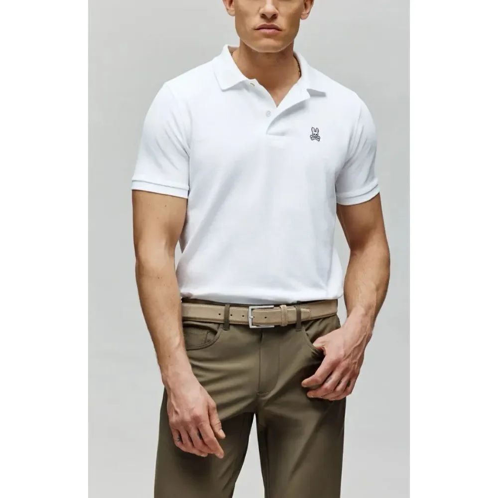 Psycho Bunny Classic Pique Polo Shirt in White Size 4